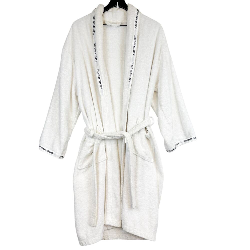 Burberry London Mens Cotton Terry White Robe - L